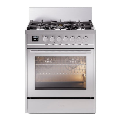 ILVE Professional Plus II 30-Inch Dual Fuel Range with 5 Sealed Burners, 4 cu. ft. Oven, Stainless Steel, Liquid Propane, Triple Glass Door, UP30WMPSSLP