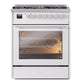 ILVE Professional Plus II 30-Inch Dual Fuel Range with 5 Sealed Burners, 4 cu. ft. Oven, White, Natural Gas, Triple Glass Door, UP30WMPWH