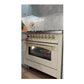 ILVE Nostalgie II 36-Inch Dual Fuel Range with 6 Sealed Burners + Griddle, 3.5 cu. ft. Oven, Antique White with Burnished Trim, Natural Gas, Triple Glass Door, UP36FNMPAWB