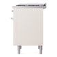 ILVE Nostalgie II 36-Inch Dual Fuel Range with 6 Sealed Burners + Griddle, 3.5 cu. ft. Oven, Antique White with Chrome Trim, Liquid Propane, Triple Glass Door, UP36FNMPAWCLP