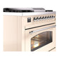 ILVE Nostalgie II 36-Inch Dual Fuel Range with 6 Sealed Burners + Griddle, 3.5 cu. ft. Oven, Antique White with Chrome Trim, Natural Gas, Triple Glass Door, UP36FNMPAWC