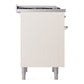 ILVE Nostalgie II 36-Inch Dual Fuel Range with 6 Sealed Burners + Griddle, 3.5 cu. ft. Oven, Antique White with Chrome Trim, Natural Gas, Triple Glass Door, UP36FNMPAWC