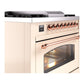 ILVE Nostalgie II 36-Inch Dual Fuel Range with 6 Sealed Burners + Griddle, 3.5 cu. ft. Oven, Antique White with Copper Trim, Natural Gas, Triple Glass Door, UP36FNMPAWP