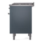 ILVE Nostalgie II 36-Inch Dual Fuel Range with 6 Sealed Burners + Griddle, 3.5 cu. ft. Oven, Blue Grey with Chrome Trim, Natural Gas, Triple Glass Door, UP36FNMPBGC