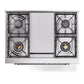 ILVE Nostalgie II 36-Inch Dual Fuel Range with 6 Sealed Burners + Griddle, 3.5 cu. ft. Oven, Glossy Black with Chrome Trim, Natural Gas, Triple Glass Door, UP36FNMPBKC