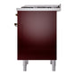 ILVE Nostalgie II 36-Inch Dual Fuel Range with 6 Sealed Burners + Griddle, 3.5 cu. ft. Oven, Burgundy with Burnished Trim, Liquid Propane, Triple Glass Door, UP36FNMPBUBLP