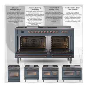 ILVE Nostalgie II 36-Inch Dual Fuel Range with 6 Sealed Burners + Griddle, 3.5 cu. ft. Oven, Burgundy with Chrome Trim, Natural Gas, Triple Glass Door, UP36FNMPBUC
