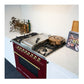 ILVE Nostalgie II 36-Inch Dual Fuel Range with 6 Sealed Burners + Griddle, 3.5 cu. ft. Oven, Burgundy with Brass Trim, Natural Gas, Triple Glass Door, UP36FNMPBUG
