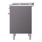 ILVE Nostalgie II 36-Inch Dual Fuel Range with 6 Sealed Burners + Griddle, 3.5 cu. ft. Oven, Graphite Matte with Chrome Trim, Natural Gas, Triple Glass Door, UP36FNMPMGC