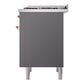 ILVE Nostalgie II 36-Inch Dual Fuel Range with 6 Sealed Burners + Griddle, 3.5 cu. ft. Oven, Graphite Matte with Copper Trim, Natural Gas, Triple Glass Door, UP36FNMPMGP