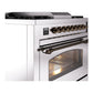ILVE Nostalgie II 36-Inch Dual Fuel Range with 6 Sealed Burners + Griddle, 3.5 cu. ft. Oven, Stainless Steel with Burnished Trim, Natural Gas, Triple Glass Door, UP36FNMPSSB