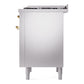 ILVE Nostalgie II 36-Inch Dual Fuel Range with 6 Sealed Burners + Griddle, 3.5 cu. ft. Oven, Stainless Steel with Brass Trim, Liquid Propane, Triple Glass Door, UP36FNMPSSGLP