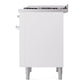 ILVE Nostalgie II 36-Inch Dual Fuel Range with 6 Sealed Burners + Griddle, 3.5 cu. ft. Oven, White with Chrome Trim, Liquid Propane, Triple Glass Door, UP36FNMPWHCLP
