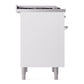 ILVE Nostalgie II 36-Inch Dual Fuel Range with 6 Sealed Burners + Griddle, 3.5 cu. ft. Oven, White with Chrome Trim, Natural Gas, Triple Glass Door, UP36FNMPWHC