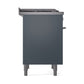 ILVE Professional Plus II 36-Inch Dual Fuel Range with 6 Sealed Burners + Griddle, 3.5 cu. ft. Oven, Blue Grey, Liquid Propane, Solid Door, UP36FQMPBGLP