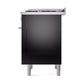 ILVE Professional Plus II 36-Inch Dual Fuel Range with 6 Sealed Burners + Griddle, 3.5 cu. ft. Oven, Glossy Black, Liquid Propane, Solid Door, UP36FQMPBKLP