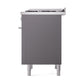 ILVE Professional Plus II 36-Inch Dual Fuel Range with 6 Sealed Burners + Griddle, 3.5 cu. ft. Oven, Graphite Matte, Natural Gas, Solid Door, UP36FQMPMG