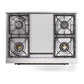 ILVE Nostalgie II 36-Inch Dual Fuel Range with 6 Sealed Burners + Griddle, 3.5 cu. ft. Oven, Antique White with Burnished Trim, Liquid Propane, Solid Door, UP36FQNMPAWBLP
