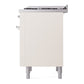 ILVE Nostalgie II 36-Inch Dual Fuel Range with 6 Sealed Burners + Griddle, 3.5 cu. ft. Oven, Antique White with Chrome Trim, Liquid Propane, Solid Door, UP36FQNMPAWCLP