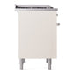ILVE Nostalgie II 36-Inch Dual Fuel Range with 6 Sealed Burners + Griddle, 3.5 cu. ft. Oven, Antique White with Chrome Trim, Natural Gas, Solid Door, UP36FQNMPAWC
