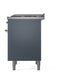 ILVE Nostalgie II 36-Inch Dual Fuel Range with 6 Sealed Burners + Griddle, 3.5 cu. ft. Oven, Blue Grey with Chrome Trim, Liquid Propane, Solid Door, UP36FQNMPBGCLP