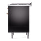 ILVE Nostalgie II 36-Inch Dual Fuel Range with 6 Sealed Burners + Griddle, 3.5 cu. ft. Oven, Glossy Black with Copper Trim, Liquid Propane, Solid Door, UP36FQNMPBKPLP