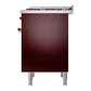 ILVE Nostalgie II 36-Inch Dual Fuel Range with 6 Sealed Burners + Griddle, 3.5 cu. ft. Oven, Burgundy with Burnished Trim, Liquid Propane, Solid Door, UP36FQNMPBUBLP