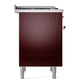 ILVE Nostalgie II 36-Inch Dual Fuel Range with 6 Sealed Burners + Griddle, 3.5 cu. ft. Oven, Burgundy with Copper Trim, Liquid Propane, Solid Door, UP36FQNMPBUPLP