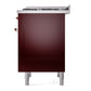 ILVE Nostalgie II 36-Inch Dual Fuel Range with 6 Sealed Burners + Griddle, 3.5 cu. ft. Oven, Burgundy with Copper Trim, Liquid Propane, Solid Door, UP36FQNMPBUPLP