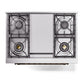 ILVE Nostalgie II 36-Inch Dual Fuel Range with 6 Sealed Burners + Griddle, 3.5 cu. ft. Oven, Emerald Green with Burnished Trim, Natural Gas, Solid Door, UP36FQNMPEGB