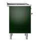 ILVE Nostalgie II 36-Inch Dual Fuel Range with 6 Sealed Burners + Griddle, 3.5 cu. ft. Oven, Emerald Green with Copper Trim, Natural Gas, Solid Door, UP36FQNMPEGP