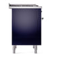 ILVE Nostalgie II 36-Inch Dual Fuel Range with 6 Sealed Burners + Griddle, 3.5 cu. ft. Oven, Midnight Blue with Chrome Trim, Natural Gas, Solid Door, UP36FQNMPMBC
