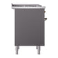 ILVE Nostalgie II 36-Inch Dual Fuel Range with 6 Sealed Burners + Griddle, 3.5 cu. ft. Oven, Graphite Matte with Burnished Trim, Liquid Propane, Solid Door, UP36FQNMPMGBLP