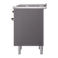 ILVE Nostalgie II 36-Inch Dual Fuel Range with 6 Sealed Burners + Griddle, 3.5 cu. ft. Oven, Graphite Matte with Burnished Trim, Liquid Propane, Solid Door, UP36FQNMPMGBLP