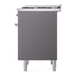 ILVE Nostalgie II 36-Inch Dual Fuel Range with 6 Sealed Burners + Griddle, 3.5 cu. ft. Oven, Graphite Matte with Chrome Trim, Natural Gas, Solid Door, UP36FQNMPMGC