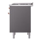 ILVE Nostalgie II 36-Inch Dual Fuel Range with 6 Sealed Burners + Griddle, 3.5 cu. ft. Oven, Graphite Matte with Copper Trim, Natural Gas, Solid Door, UP36FQNMPMGP