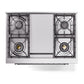 ILVE Nostalgie II 36-Inch Dual Fuel Range with 6 Sealed Burners + Griddle, 3.5 cu. ft. Oven, Stainless Steel with Chrome Trim, Natural Gas, Solid Door, UP36FQNMPSSC