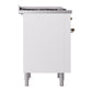 ILVE Nostalgie II 36-Inch Dual Fuel Range with 6 Sealed Burners + Griddle, 3.5 cu. ft. Oven, White with Burnished Trim, Liquid Propane, Solid Door, UP36FQNMPWHBLP