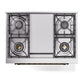 ILVE Nostalgie II 36-Inch Dual Fuel Range with 6 Sealed Burners + Griddle, 3.5 cu. ft. Oven, White with Burnished Trim, Natural Gas, Solid Door, UP36FQNMPWHB