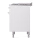 ILVE Nostalgie II 36-Inch Dual Fuel Range with 6 Sealed Burners + Griddle, 3.5 cu. ft. Oven, White with Chrome Trim, Natural Gas, Solid Door, UP36FQNMPWHC