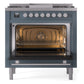 ILVE Professional Plus II 36-Inch Dual Fuel Range with 6 Sealed Burners + Griddle, 3.5 cu. ft. Oven, Blue Grey, Natural Gas, Triple Glass Door, UP36FWMPBG