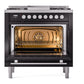 ILVE Professional Plus II 36-Inch Dual Fuel Range with 6 Sealed Burners + Griddle, 3.5 cu. ft. Oven, Glossy Black, Liquid Propane, Triple Glass Door, UP36FWMPBKLP