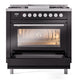 ILVE Professional Plus II 36-Inch Dual Fuel Range with 6 Sealed Burners + Griddle, 3.5 cu. ft. Oven, Glossy Black, Natural Gas, Triple Glass Door, UP36FWMPBK