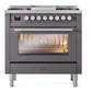 ILVE Professional Plus II 36-Inch Dual Fuel Range with 6 Sealed Burners + Griddle, 3.5 cu. ft. Oven, Graphite Matte, Natural Gas, Triple Glass Door, UP36FWMPMG