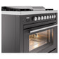 ILVE Professional Plus II 36-Inch Dual Fuel Range with 6 Sealed Burners + Griddle, 3.5 cu. ft. Oven, Graphite Matte, Natural Gas, Triple Glass Door, UP36FWMPMG