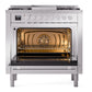 ILVE Professional Plus II 36-Inch Dual Fuel Range with 6 Sealed Burners + Griddle, 3.5 cu. ft. Oven, Stainless Steel, Liquid Propane, Triple Glass Door, UP36FWMPSSLP