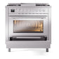 ILVE Professional Plus II 36-Inch Dual Fuel Range with 6 Sealed Burners + Griddle, 3.5 cu. ft. Oven, Stainless Steel, Liquid Propane, Triple Glass Door, UP36FWMPSSLP