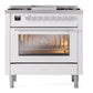 ILVE Professional Plus II 36-Inch Dual Fuel Range with 6 Sealed Burners + Griddle, 3.5 cu. ft. Oven, White, Natural Gas, Triple Glass Door, UP36FWMPWH