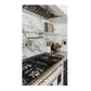 ILVE Nostalgie II 48-Inch Dual Fuel Range with 8 Sealed Burners, 5.02 cu. ft. Oven, White with Brass Trim, Natural Gas, Triple Glass Door, UP488NMPWHG