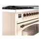 ILVE Nostalgie II 48-Inch Dual Fuel Range with 8 Sealed Burners + Griddle, 5.02 cu. ft. Oven, Antique White with Burnished Trim, Natural Gas, Triple Glass Door, UP48FNMPAWB